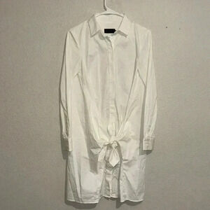 Hatch Maternity Tie-Front Knot Shirt Collared Tunic Dress